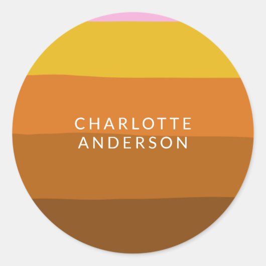 Sticker Rond Brown rose large bandes Abstraites personnalisées (Devant)