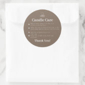 Sticker Rond Brown Simple Candle Care Label (Sac)