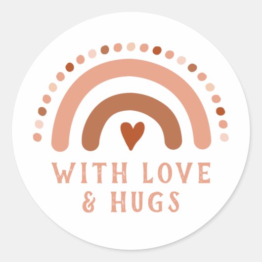 Sticker Rond Brown Warn Rainbow Heart Spots (Devant)