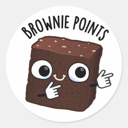 Sticker Rond Brownie Points Funny Snack Pun  (Devant)