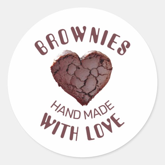 Sticker Rond Brownies fait main avec amour (Devant)