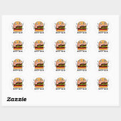 Sticker Rond Brr-ger Funny Congélation Burger Pun (Feuille)