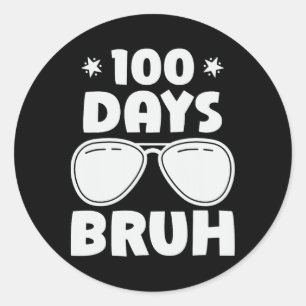Sticker Rond Bruh 100 Jours De L'École 100E Jour De L'École Sun