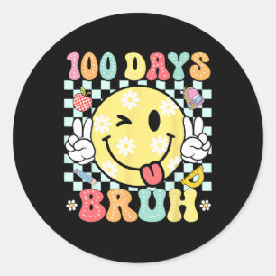 Sticker Rond Bruh 100 Jours De Souris Funny Smile Face 100ème J