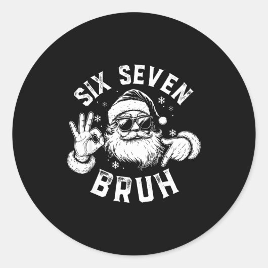 Sticker Rond Bruh 67 Christmas Santa Six Seven 6 7 Boys Christm (Devant)