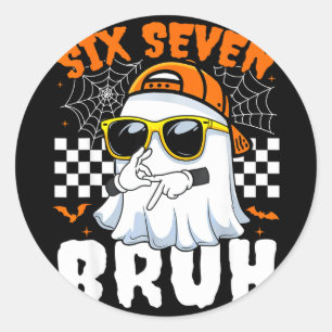Sticker Rond Bruh 67 halloween drôle six sept mème brainrot