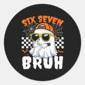 Sticker Rond Bruh 67 Halloween Funny Six Seven Meme Brainrot Gh (Devant)