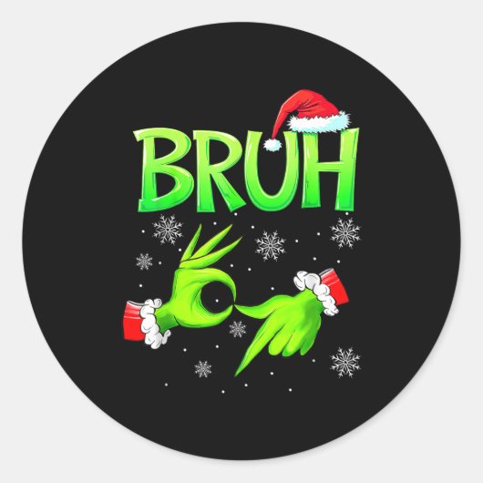 Sticker Rond Bruh 67 Six Seven 6 7 Meme Christmas Funny Gen Alp (Devant)