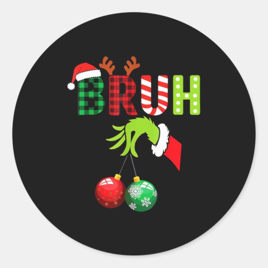 Sticker Rond Bruh 67 Six Seven 6 7 Meme Christmas Funny Gen Alp (Devant)