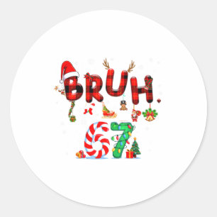 Sticker Rond Bruh 67 Six Seven 6 7 Mème Noël Canne de Bonbon Li