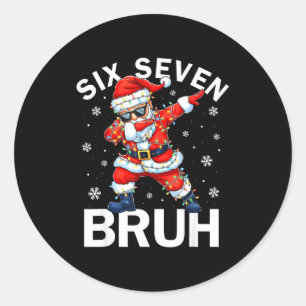 Sticker Rond Bruh 67 Six Seven Santa Dabbing Noël Mème Garçon