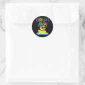 Sticker Rond Bruh Funky Canard Mardi Gras Canard En Caoutchouc (Sac)