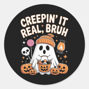 Sticker Rond Bruh Ghost Halloween mignon Ghost Trump Ou Treat K