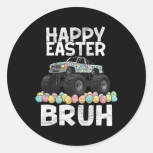 Sticker Rond Bruh Jour de Pâques Lapin Lapin Joyeux Monstre de