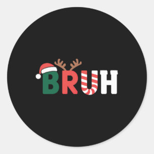 Sticker Rond Bruh Meme Noël
