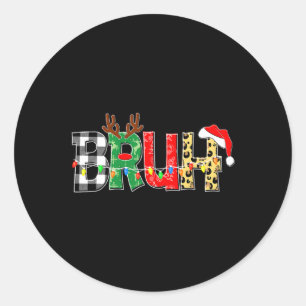 Sticker Rond Bruh Rudolph Reindeer Pajamas de Noël Fête Xm