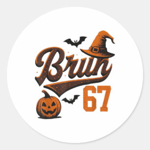 Sticker Rond Bruh Six Seven Halloween 6-7 Fantôme drôle d'argot