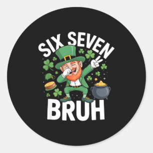 Sticker Rond Bruh st patricks day six seven lutin mème 67