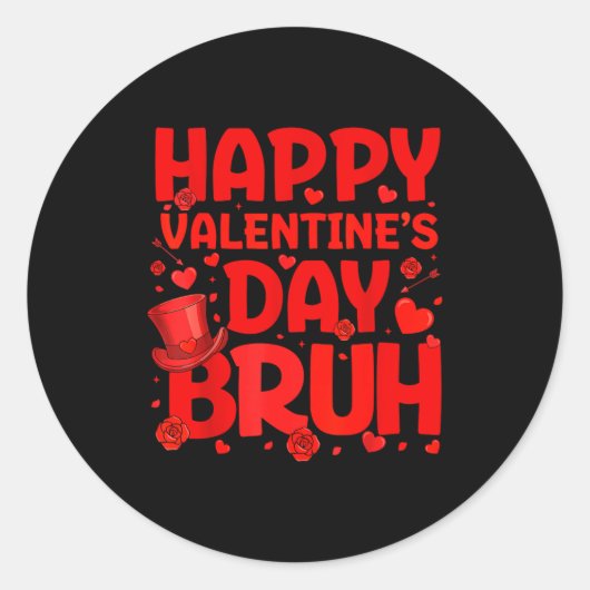 Sticker Rond Bruh Valentines Day Teens Boys Kids Heart Valentin (Devant)