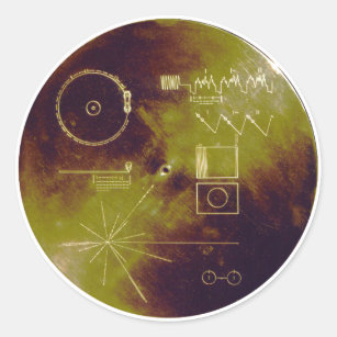 Sticker Rond Bruits de disque d'or de Voyager 1 et 2 de la