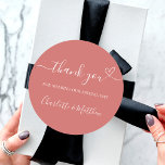 Sticker Rond Brûlé orange merci mariage de coeur<br><div class="desc">Un arrière - plan orange brûlé,  couleur terre poussiéreuse. Avec le texte : Merci de partager notre journée spéciale,  avec un petit coeur. Personnalisez et ajoutez vos noms.</div>