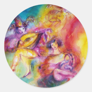 Sticker Rond BRÛLER LE CARNAVAL / Danse mascarade vénitienne