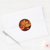 Sticker Rond Brûler rouge Volant Phoenix Jardin de Tarot (Enveloppe)