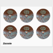 Sticker Rond brun turquoise western pays à outils cuir (Feuille)