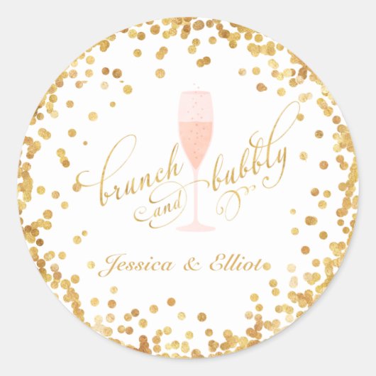 Sticker Rond Brunch & Bubbly Fiançailles Brunch (Devant)