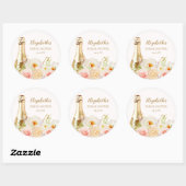 Sticker Rond Brunch & Bubbly Floral Baby Shower de Mariage (Feuille)
