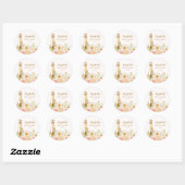 Sticker Rond Brunch & Bubbly Floral Baby Shower de Mariage (Feuille)