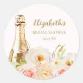 Sticker Rond Brunch & Bubbly Floral Baby Shower de Mariage (Devant)