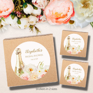 Sticker Rond Brunch & Bubbly Floral Baby Shower Mariage