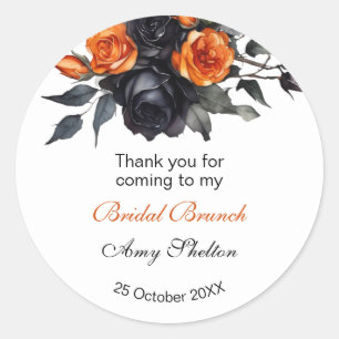 Sticker Rond Brunch de mariage floral aquarelle orange et noir