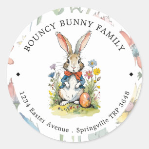 Sticker Rond Brunch de Pâques et chasse aux oeufs Bunny Fleur