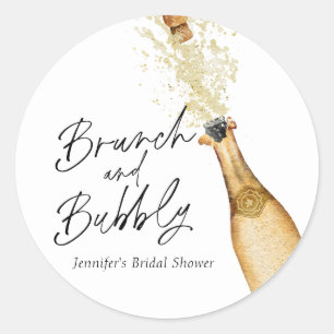 Sticker Rond Brunch et Bubbly Enterrement de Vie de Jeune Fille