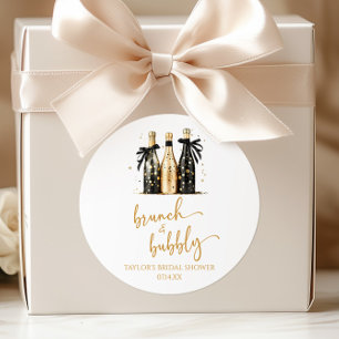 Sticker Rond Brunch et Champagne Doré Mariage Champagne Shower