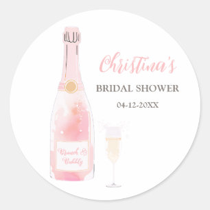 Sticker Rond Brunch et Fête des mariées champagne Bubbly