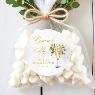 Sticker Rond Brunch et Fête des mariées champagne Bubbly