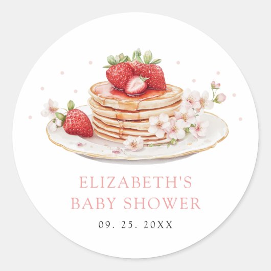 Sticker Rond Brunch pour bébé fraise rose (Devant)