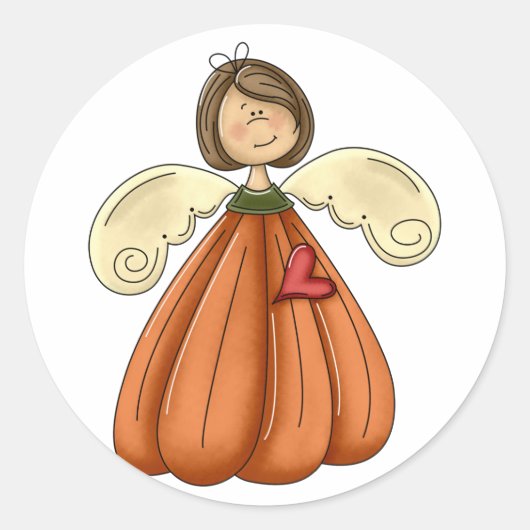 Sticker Rond brune ange citrouille (Devant)