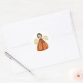 Sticker Rond brune ange citrouille (Enveloppe)