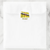 Sticker Rond Brunei agitant drapeau avec nom (Sac)