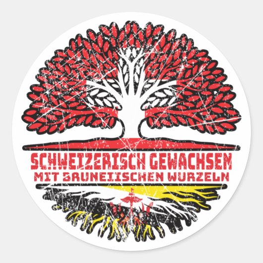 Sticker Rond Brunei Bruneiisch Schweizer Schweiz Baum Wurzel (Devant)