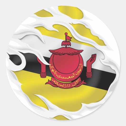 Sticker Rond Brunéi Darussalam déchiré le drapeau (Devant)