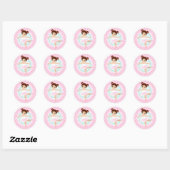 Sticker Rond Brunette Ballerina - Fille danseuse de ballet rose (Feuille)