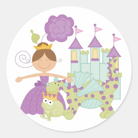Sticker Rond Brunette Princesse (Devant)