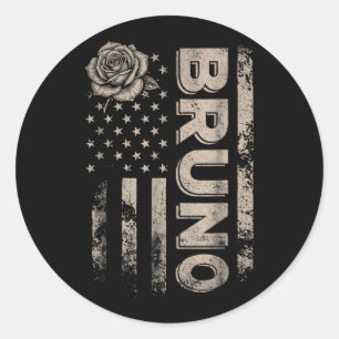 Sticker Rond Bruno Prénom Personnalisé Cœur d'Amour Pour Hommes