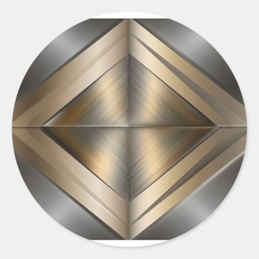 Sticker Rond Brushed Metallic Geometric Diamond Pattern (Devant)