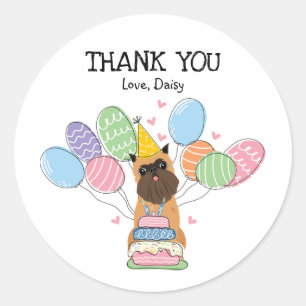 Sticker Rond Bruxelles Griffon Anniversaire Fête Favoriser Tags